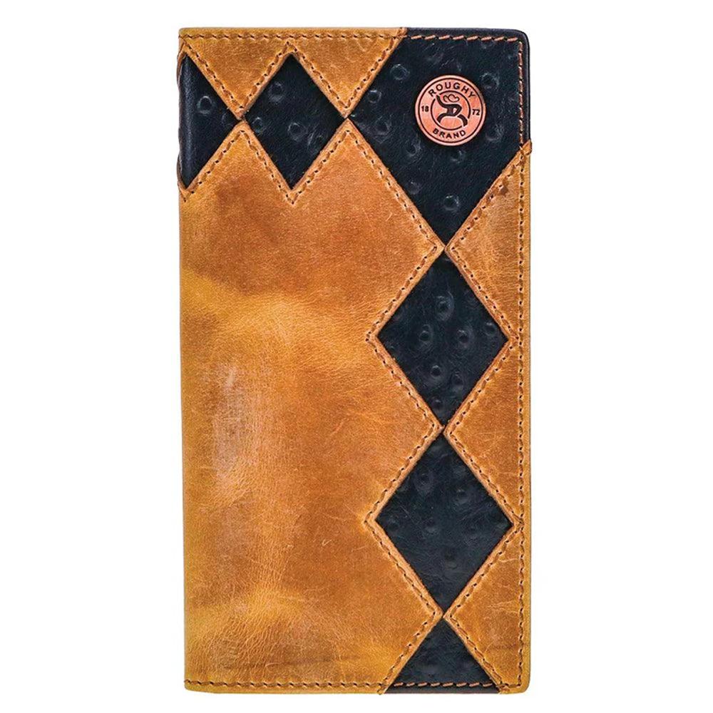 Hooey Shiloh Diamond Patchwork Cutout Rodeo Wallet With Black Ostrich Print Leather I-RW006-BRBK