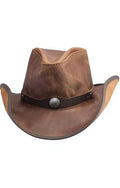 American Hat Maker Western Brown Leather Hat-WESTERN-BRO