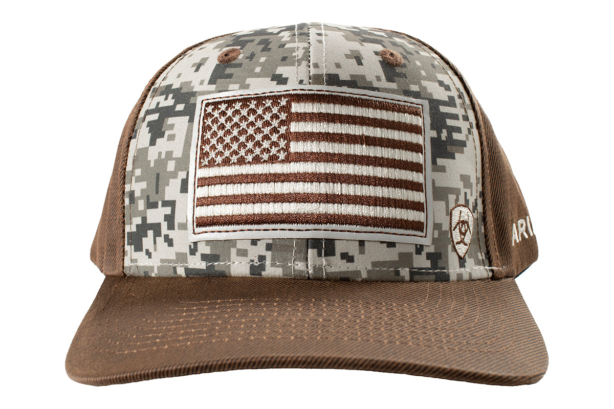 Ariat Mens Flag Patch Fabric Snapback Cap Camo 15094156 - view 2