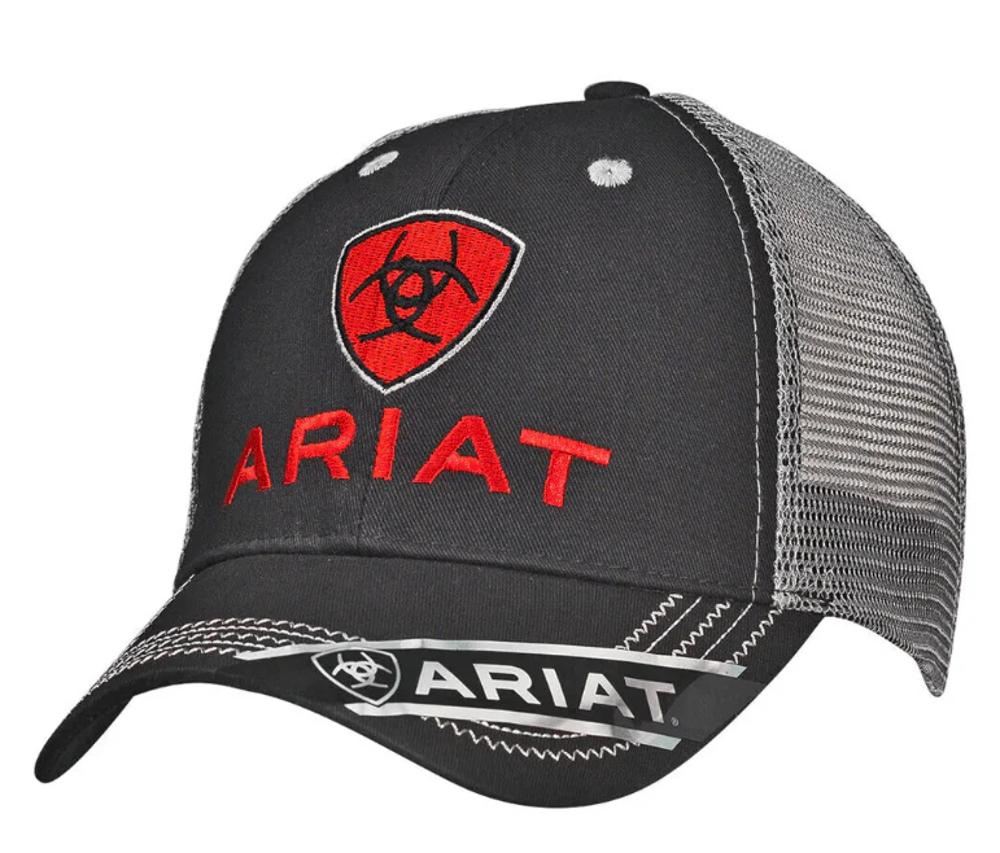 M and F Western Ariat Rumblin Black Grey Ball Cap