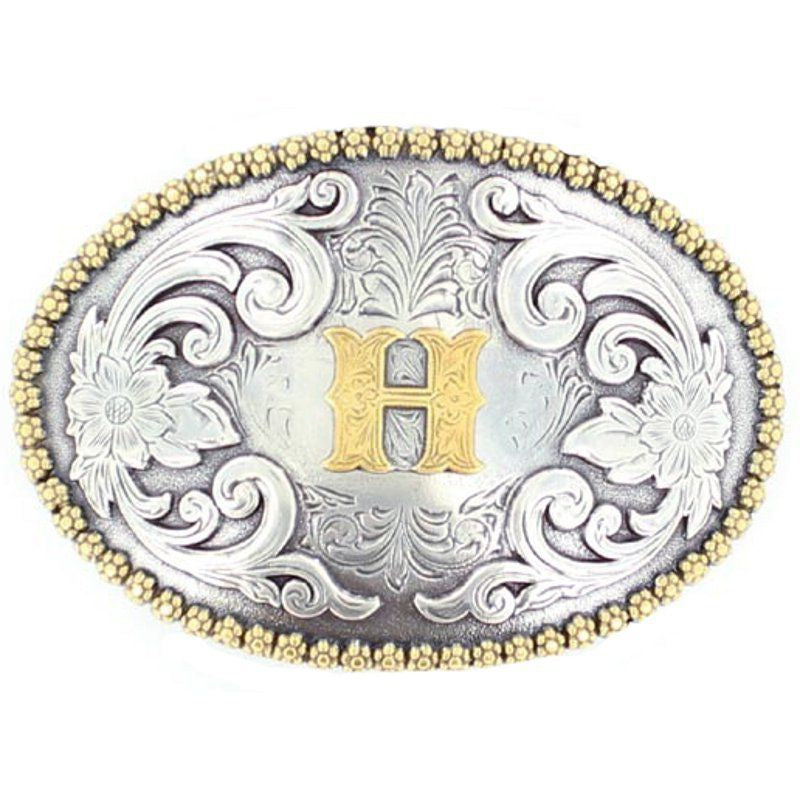 Nocona Oval Initial H Belt Buckle-37072-H