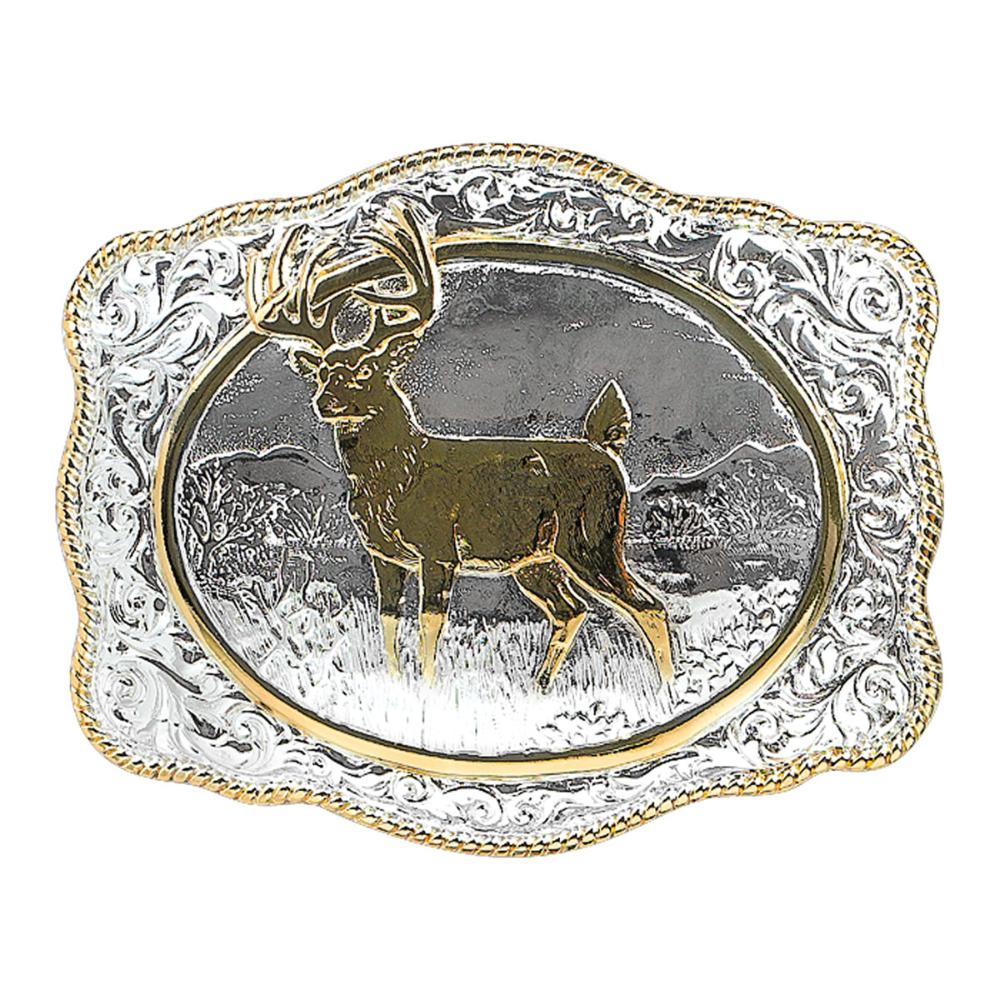 M&F Western Buckle White Tail Deer Sil/Gld