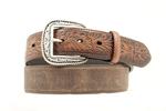 M&F Western Belt- Tooled Tab Dist Brown