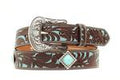 M&F Western Belt-1 1/2 Turq Underlay Brn