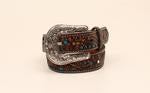M&F Western Girls Brown/Turq Embossed Belt