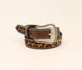 M and F Western Ariat 1 1/4" Girls Belt Leopard Turquoise Stitching Br