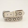M and F Western Ariat Womens Studded Sunburst White Belt - Mens