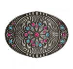 Montana Silversmiths Bkl- Slvr Concho Pnk+Blu Bling-A261