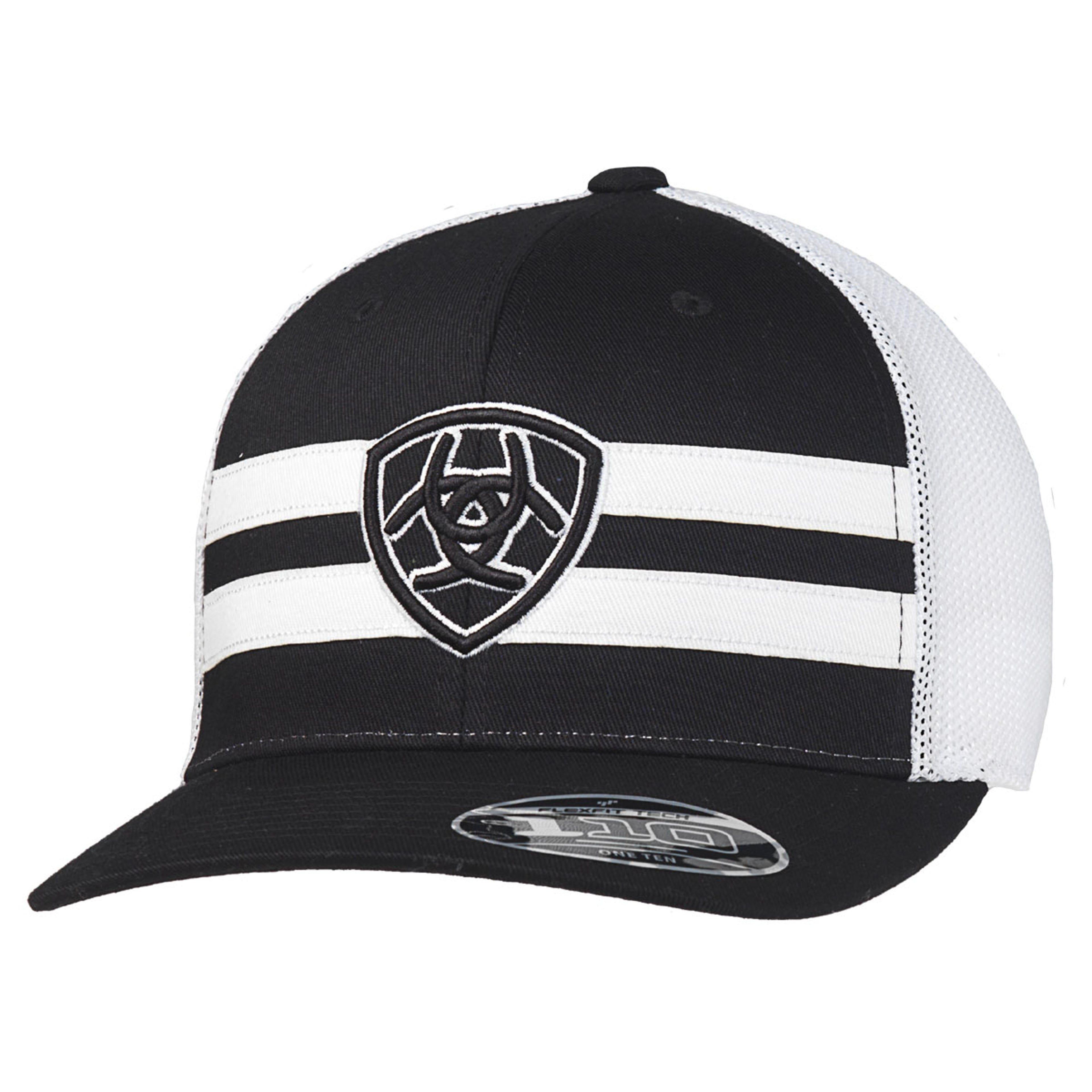 M and F Western Ariat Mens Shield Striped White And Black Ball Cap - U