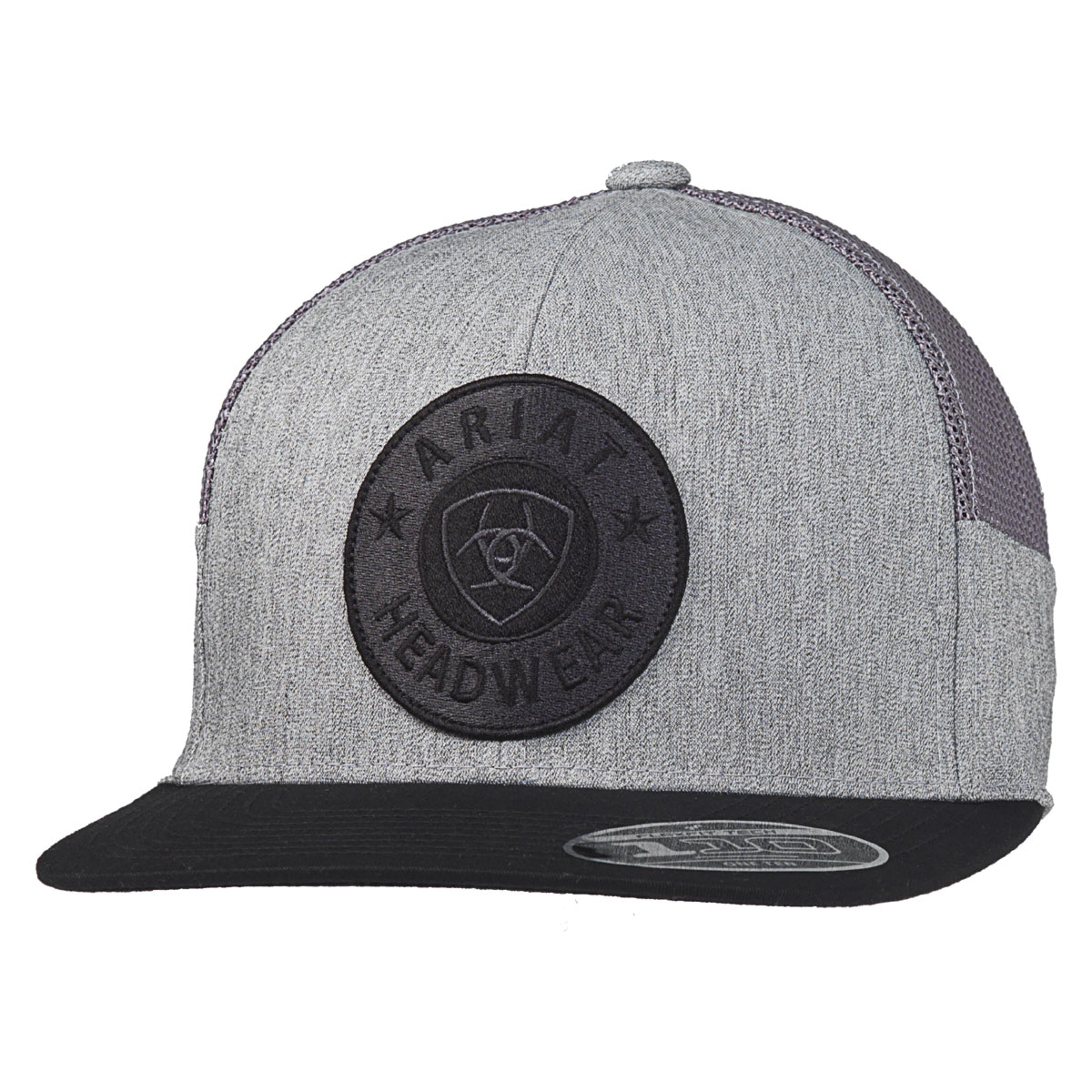 M and F Western Ariat Mens Round Logo Grey Ball Cap Gray