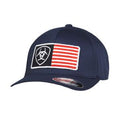 M and F Western Ariat Mens Flexfit Cap Shield Usa Flag Navy