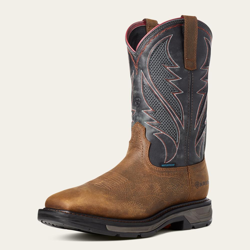 Ariat Mens Workhog Xt Venttek H2o Rye Brown-10035984