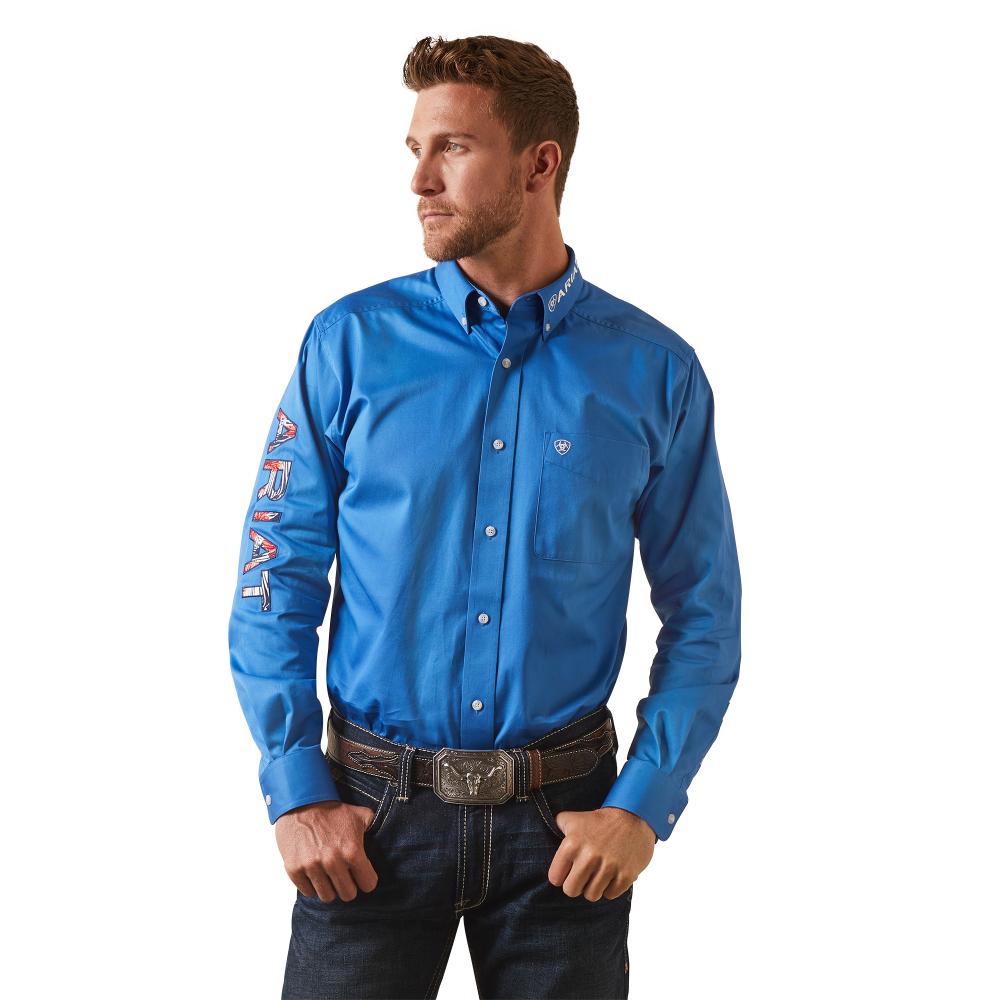 Ariat Mens Team Logo Twill Fitted Blue-10043568