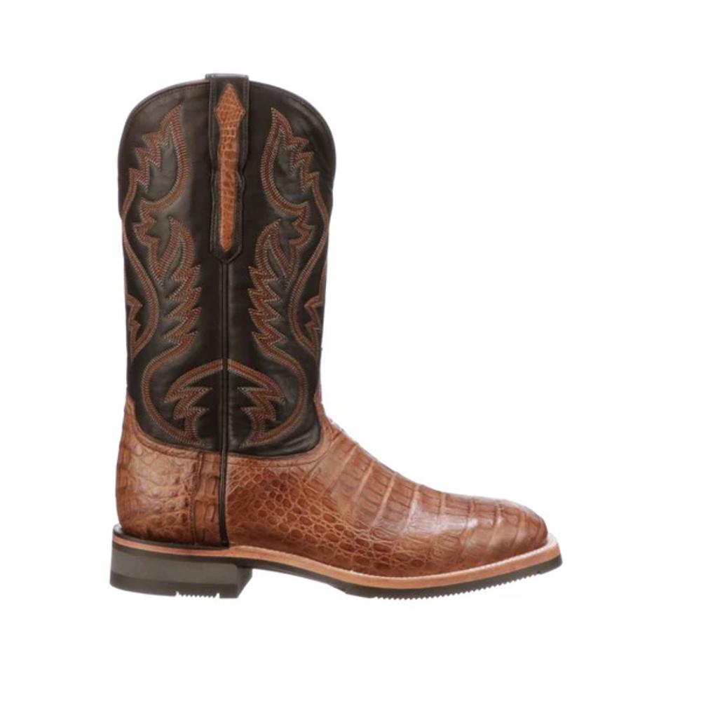 Lucchese Mens Rowdy Caiman Leather Boots - Chocolate Brown-M4554.WF