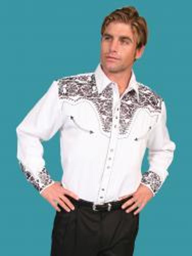 Scully Leather/Bny Floral Tooled Shoulders-P-634PEW