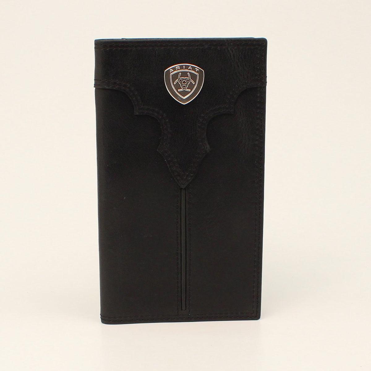 M and F Western Ariat Mens Rodeo Wallet Center Bump Shield Black - Men