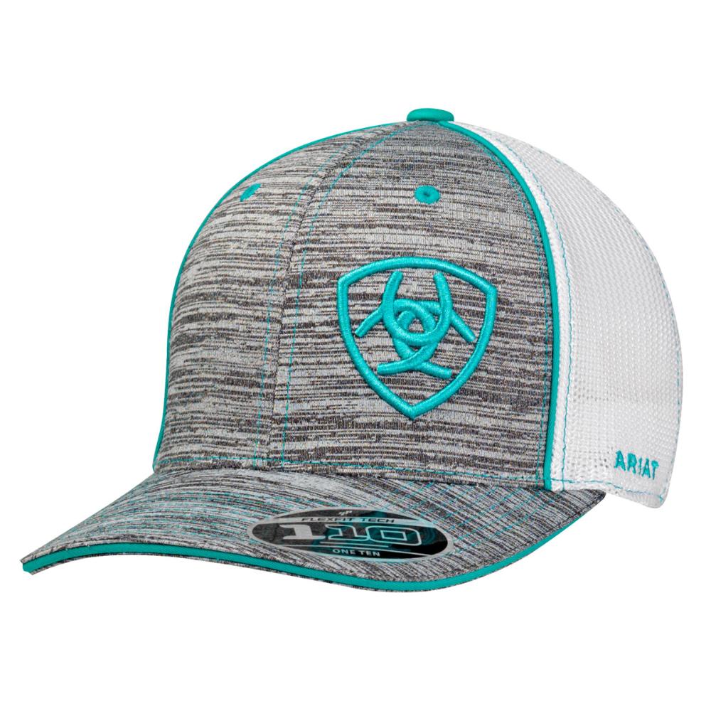 M and F Western Ariat Offset Shield Heather And Turquoise Ball Cap