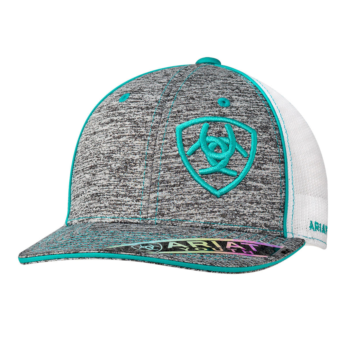 M and F Western Ariat Offset Logo Turquoise Ball Cap - Kids