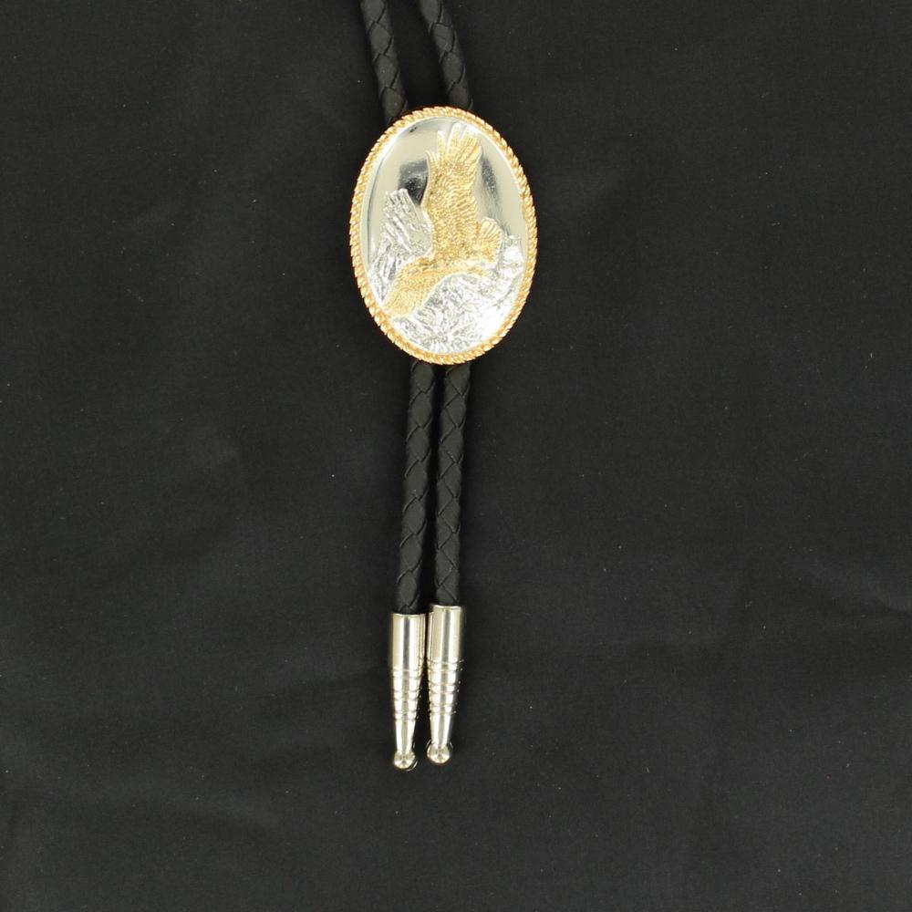 M and F Western Bolo Tie Oval Eagle - Mens