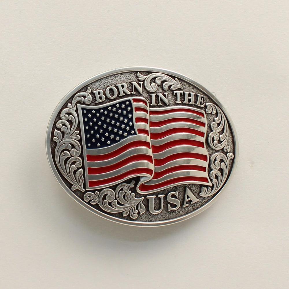 M&F Western Buckle Oval Red/Wht/Blue Flag