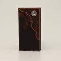 M and F Western Ariat Youth Rodeo Wallet Embossed Round Concho Brown -