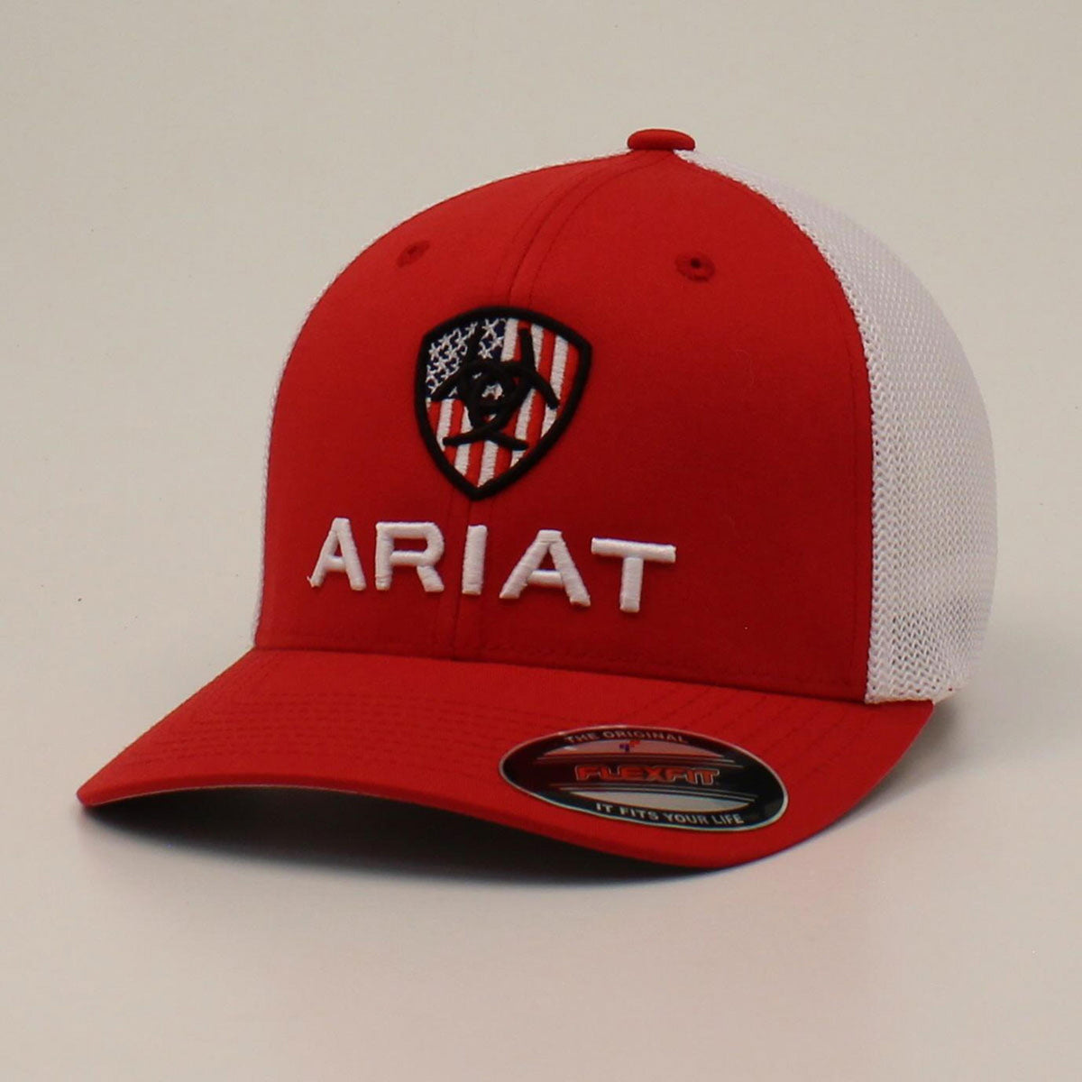 M and F Western Ariat Usa Flag Shield Red - Mens
