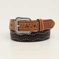 M and F Western 3-d Belts Tan/brown Tooled Mens Belt With Silver/coppe