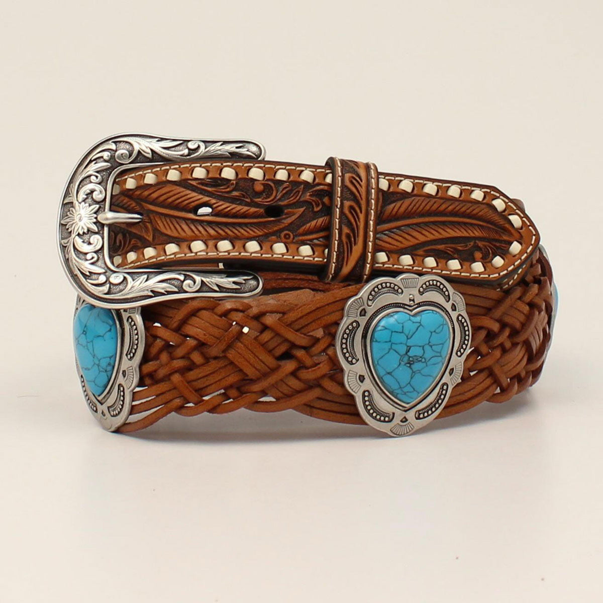 M and F Western Mf Womens Angel Ranch Braided Heart Belt - Mens