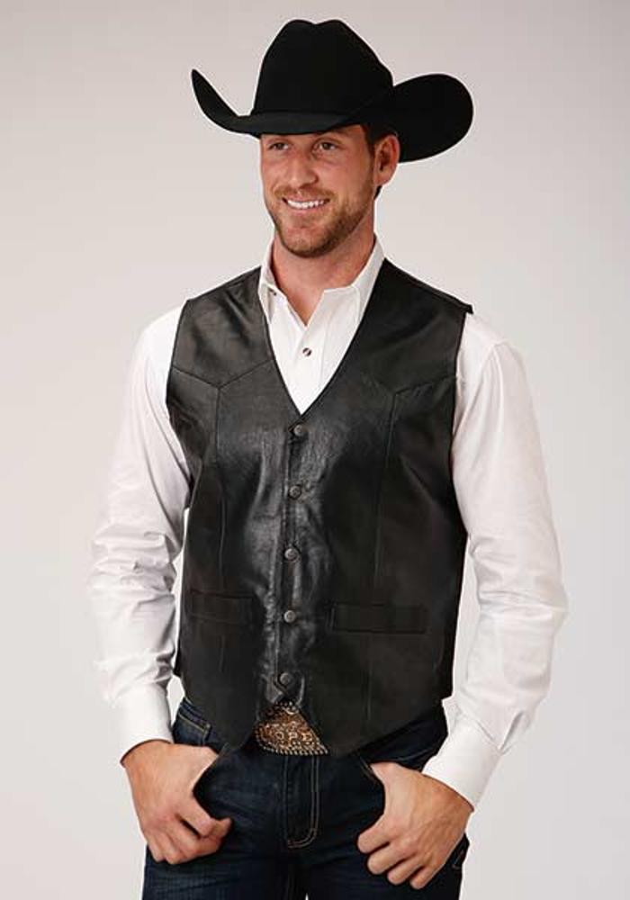 Roper Mens Lamb Vest Front Yokes 3X-4X - Blue-75-520-700BL