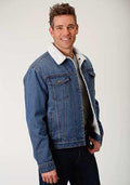 Roper Mens Sherpa Lined Denim Jacket - Burgundy-97-671-7005BU