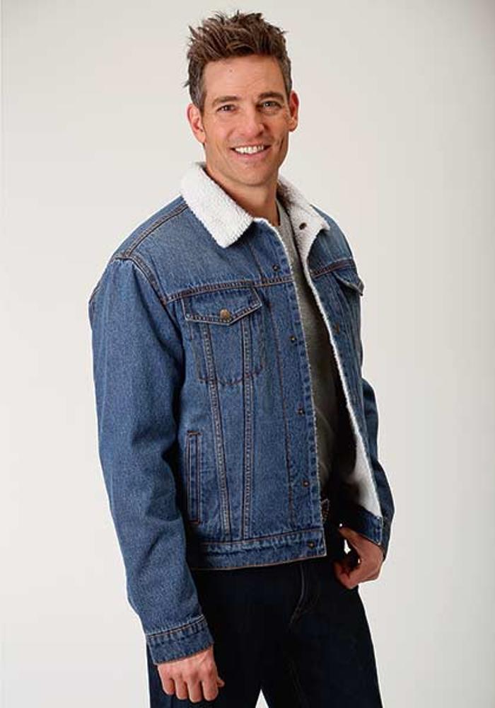 Roper Mens Sherpa Lined Denim Jacket - Burgundy-97-671-7005BU