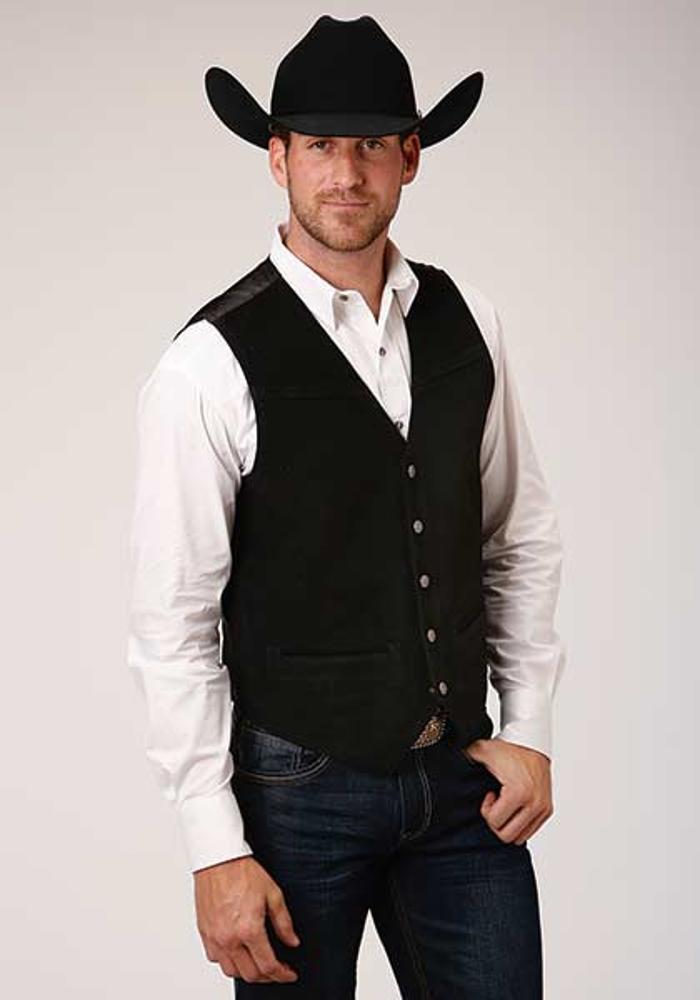 Roper Mens Suede Vest - Blue-75-500-512BL