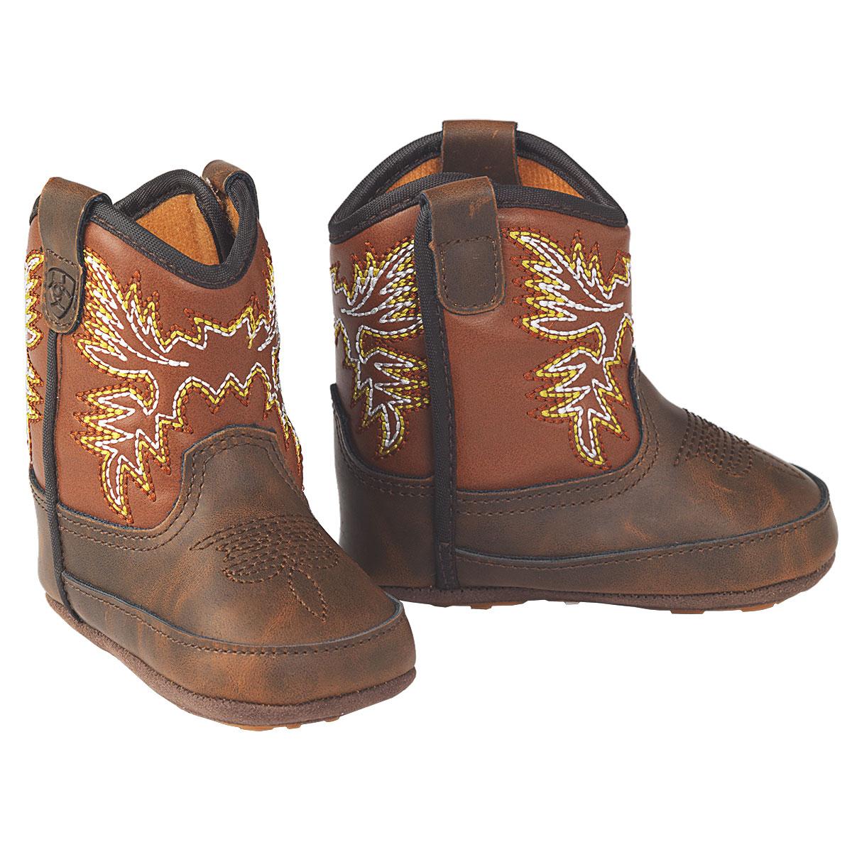 M and F Western Ariat Lil Stompers Work Hog Infant Boots Brown - Kids