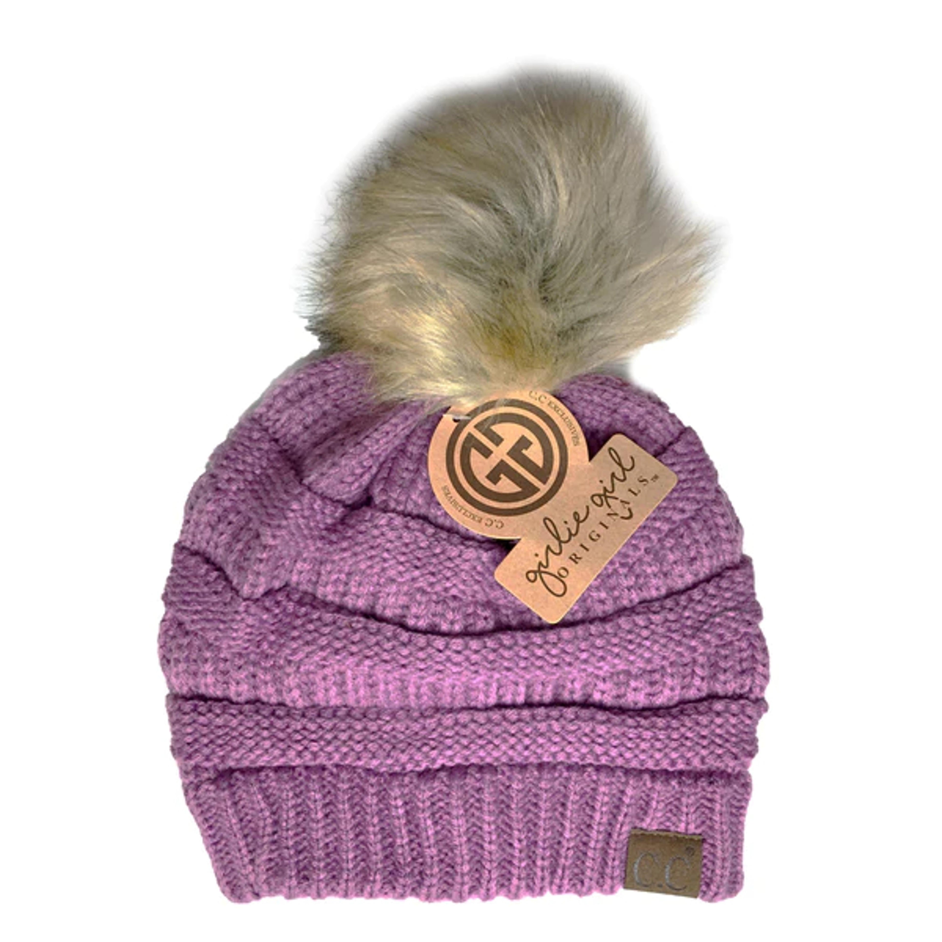 Girlie Girl Beanie W/Faux Fur Pom-HAT43-NLAV