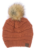 Girlie Girl Beanie W/Faux Fur Pom-HAT43-RUST
