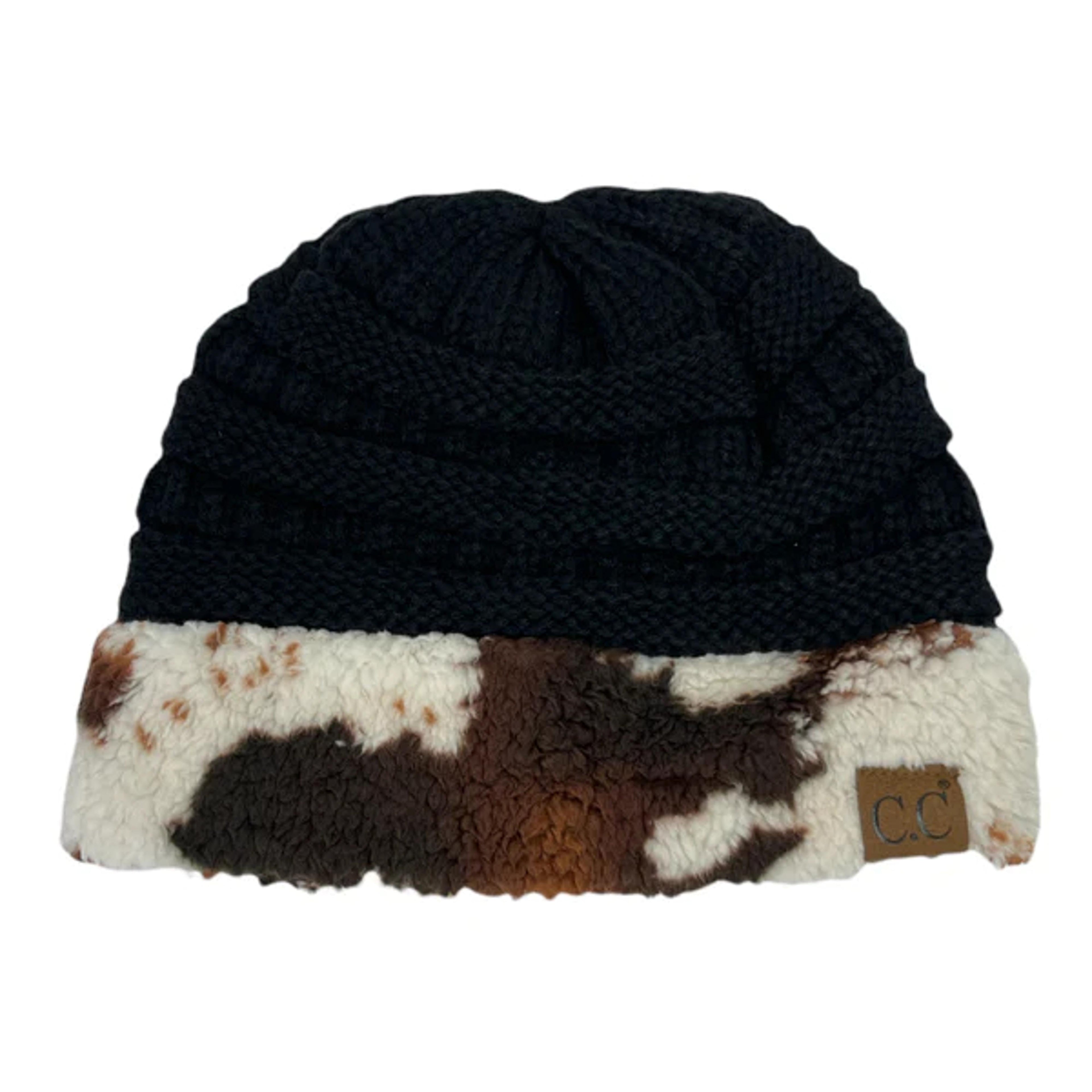 Girlie Girl Cow Beanie Black-HAT47-COWBLK