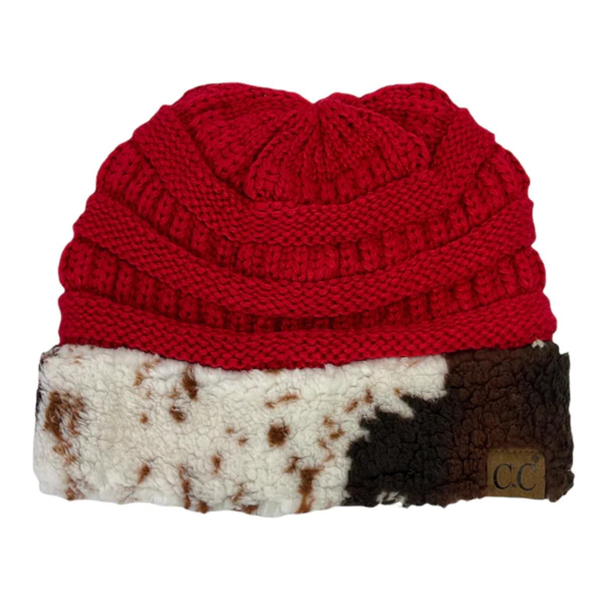 Girlie Girl Cow Beanie Red-HAT47-COWRED