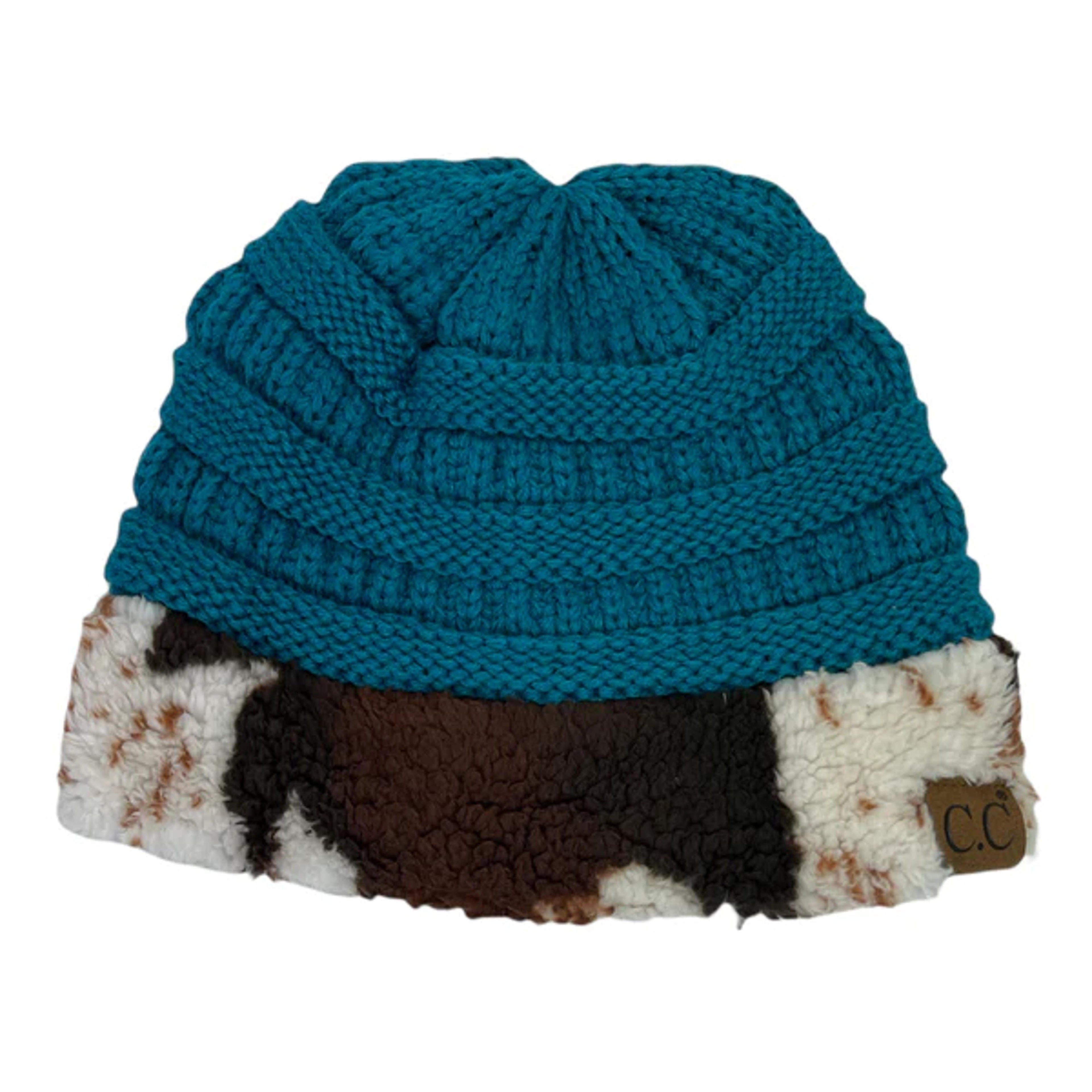 Girlie Girl Cow Beanie Teal-HAT47-COWTEAL