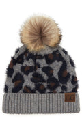 Girlie Girl Beanie With Faux Fur Pom Gr-HAT2061-GRY