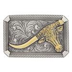 Montana Silversmiths Rope + Pins Leaning Steer-A622