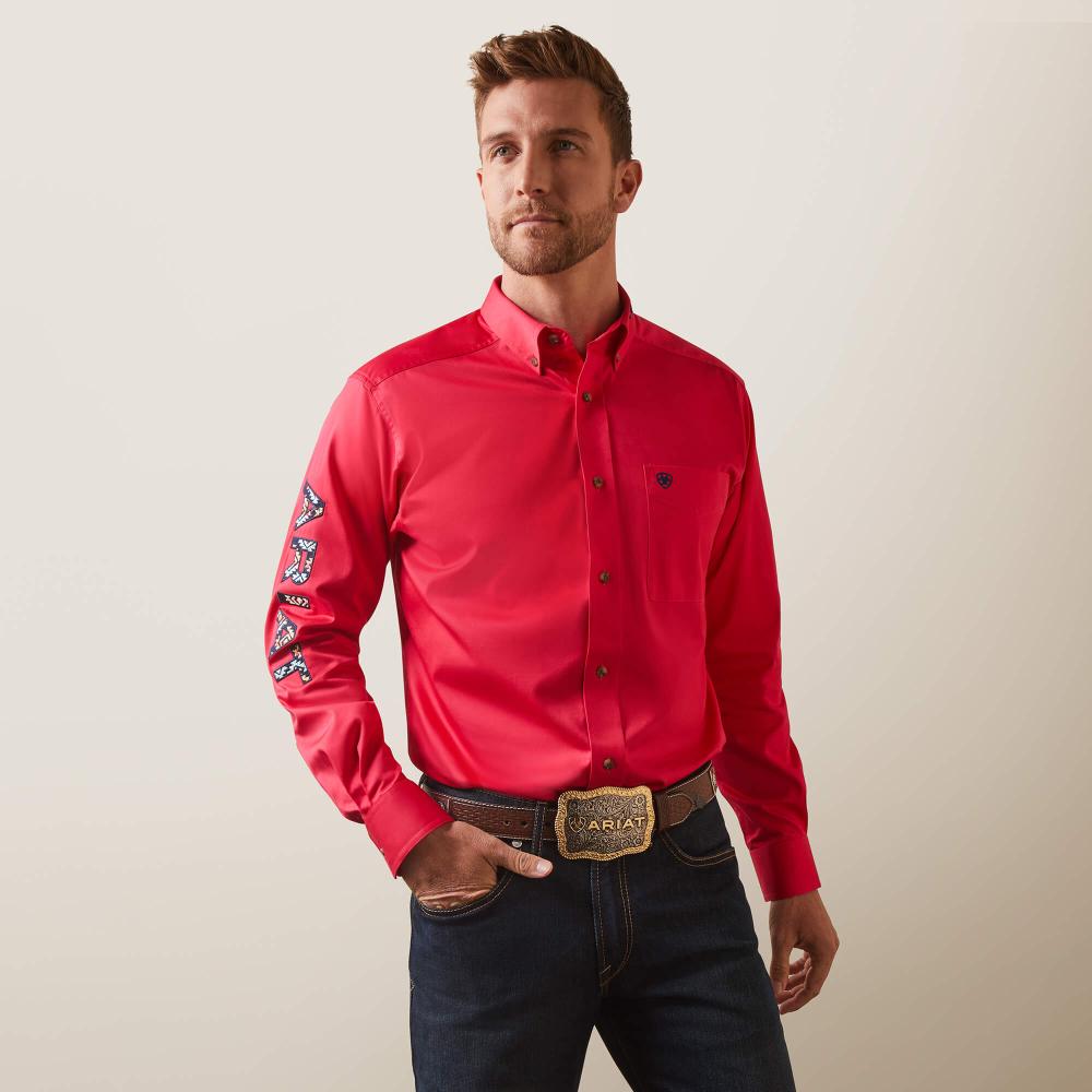 Ariat Mens Team Logo Twill Fitted Red-10043567