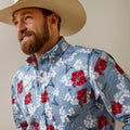 Ariat Mens Wrinkle Resist Red White And Blue Pareau Western Aloha Stretch Classic Fit-10044018