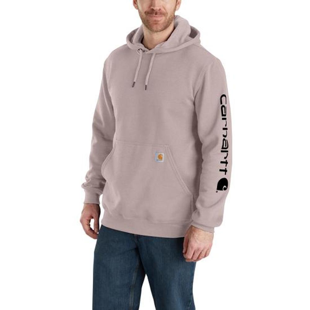 Carhartt Mens Midweight Logo Sleeve Graphic Hoodie Classic Burgundy Mink-K288V61