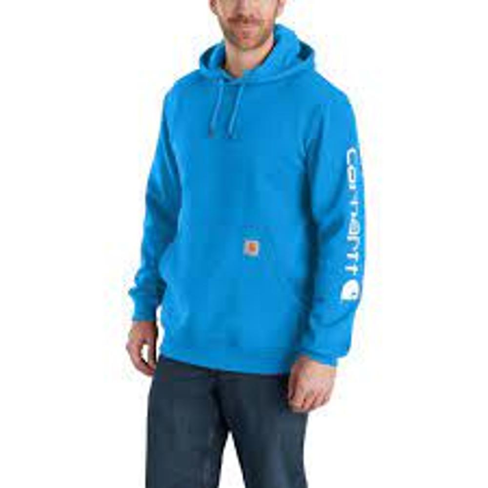 Carhartt Mens Midweight Logo Sleeve Graphic Hoodie Classic Blue Glow-K288HD3