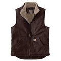 Carhartt Mens Washed Duck Mock Neck Sherpa-Lined Vest - Dark Brown-104277DKB