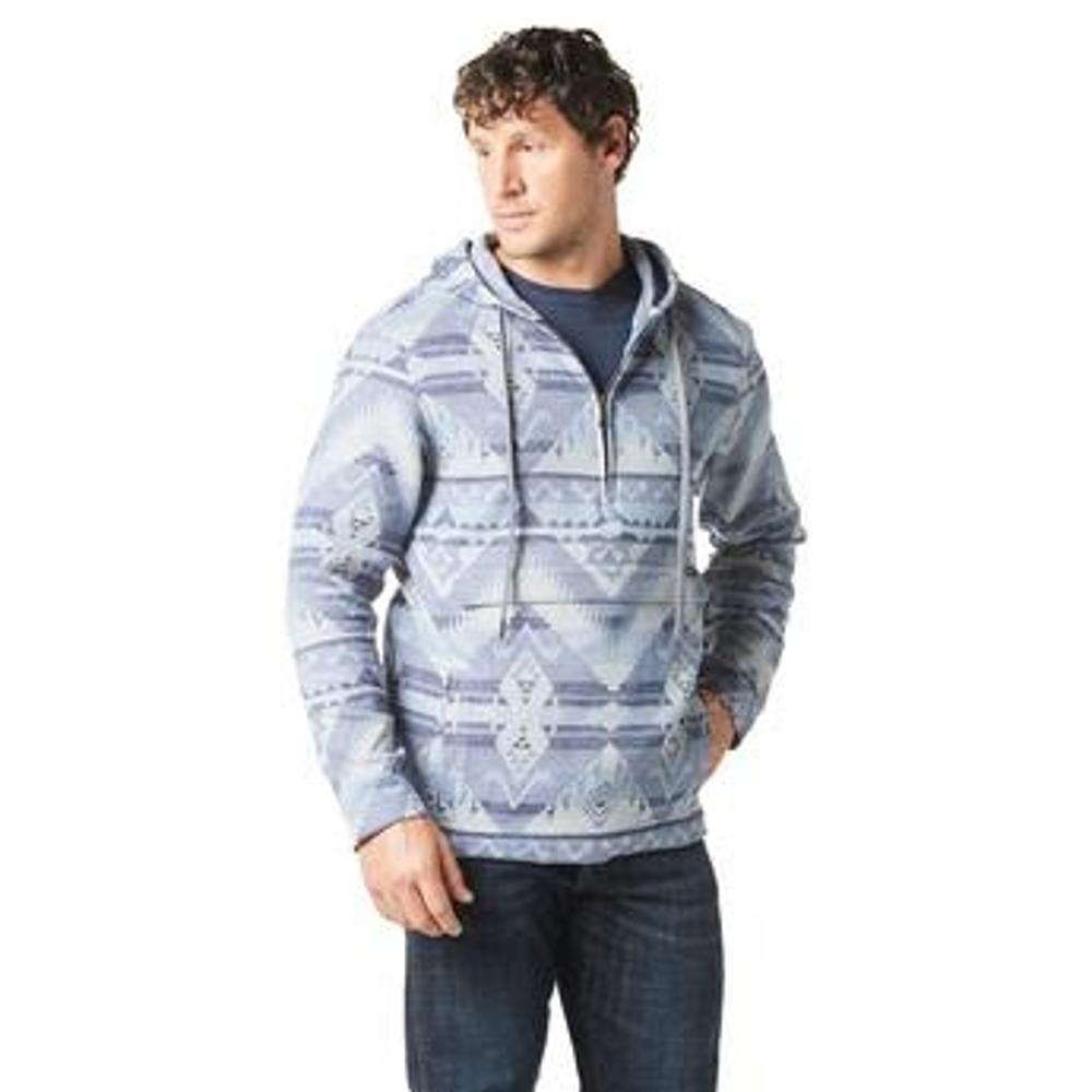 Wrangler Mens 1/4 Zip Hooded Popover Blue-112337773