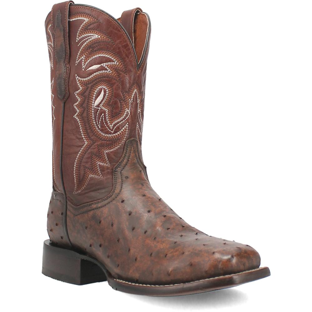Dan Post Mens Dillinger Bay Brown Apache Ostrich Western Cowboy Boot-DP4197