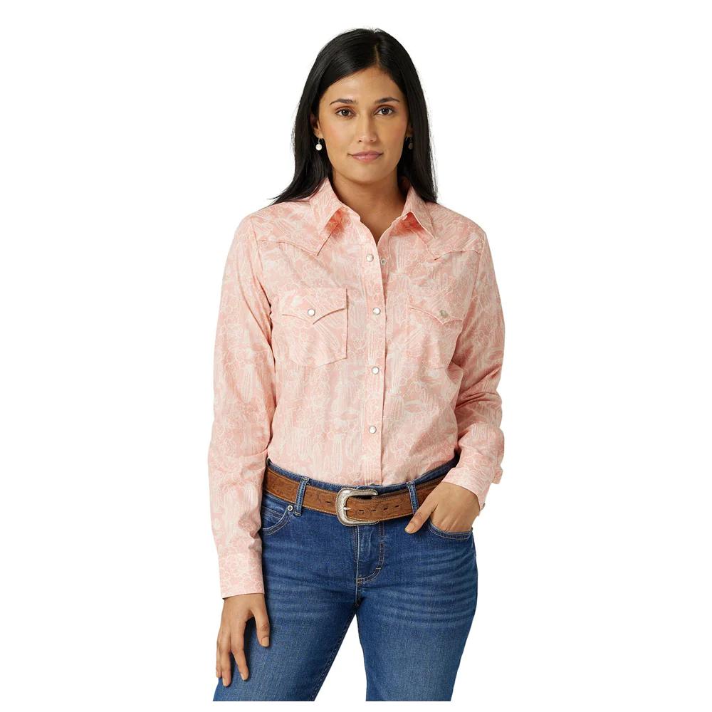 Wrangler Womens Essential Shirt Pink-112327235