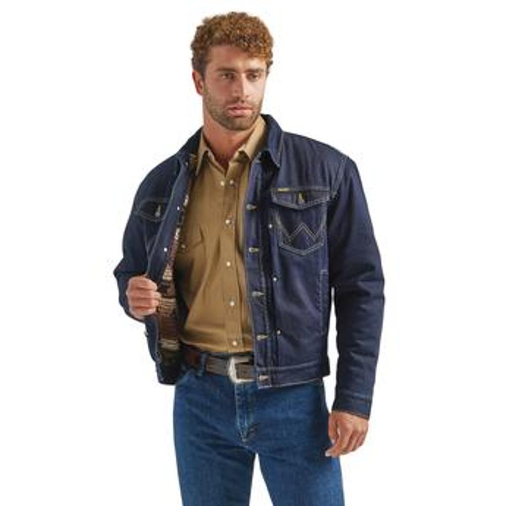 Wrangler Mens Sherpa Lined Denim Jacket Blue 8627-112338627