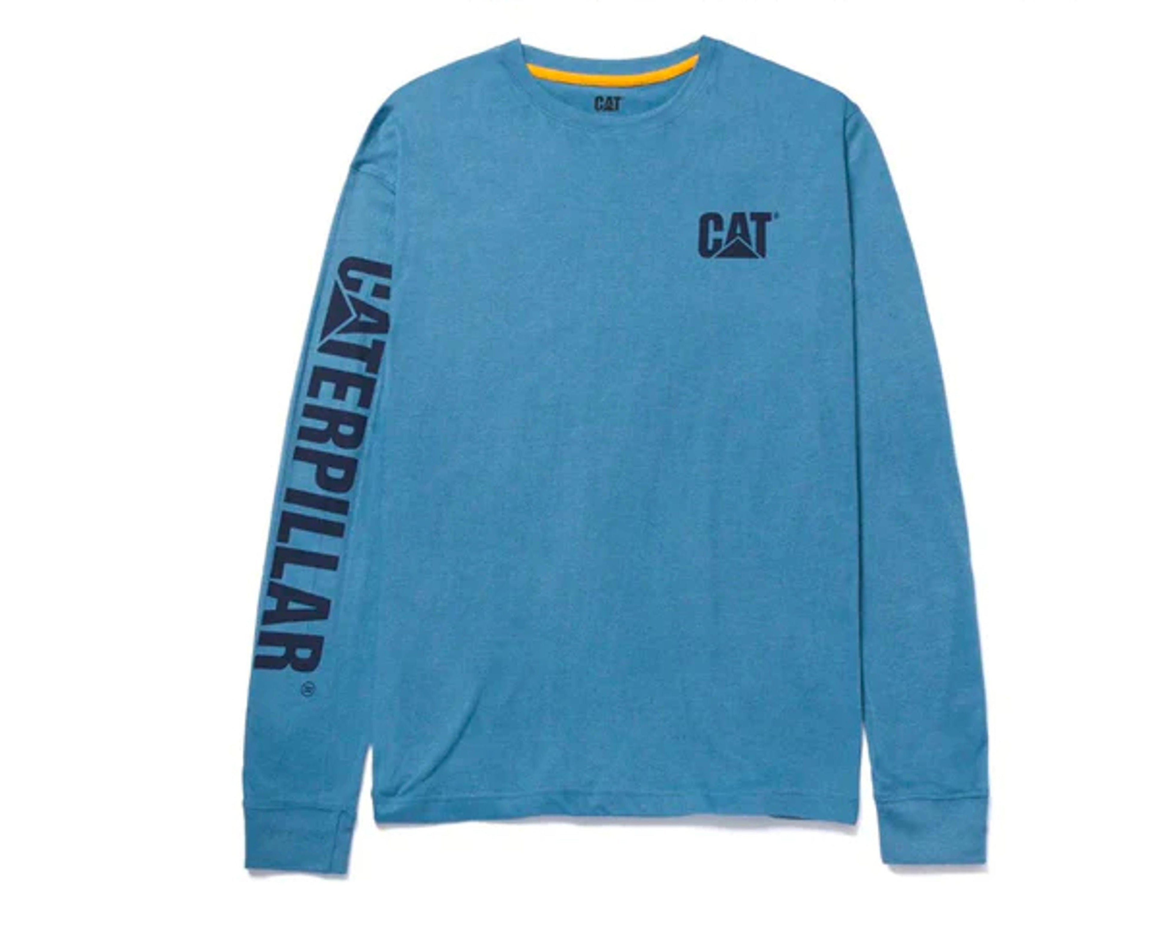 Caterpillar Mens Blue Trademark Banner Long Sleeve Tee-1510034-13084